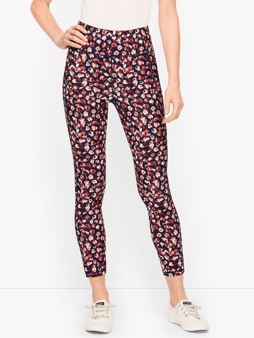 T by Talbots On The Move Floral Leggings Womens LP Petite UPF 50+ Pockets
